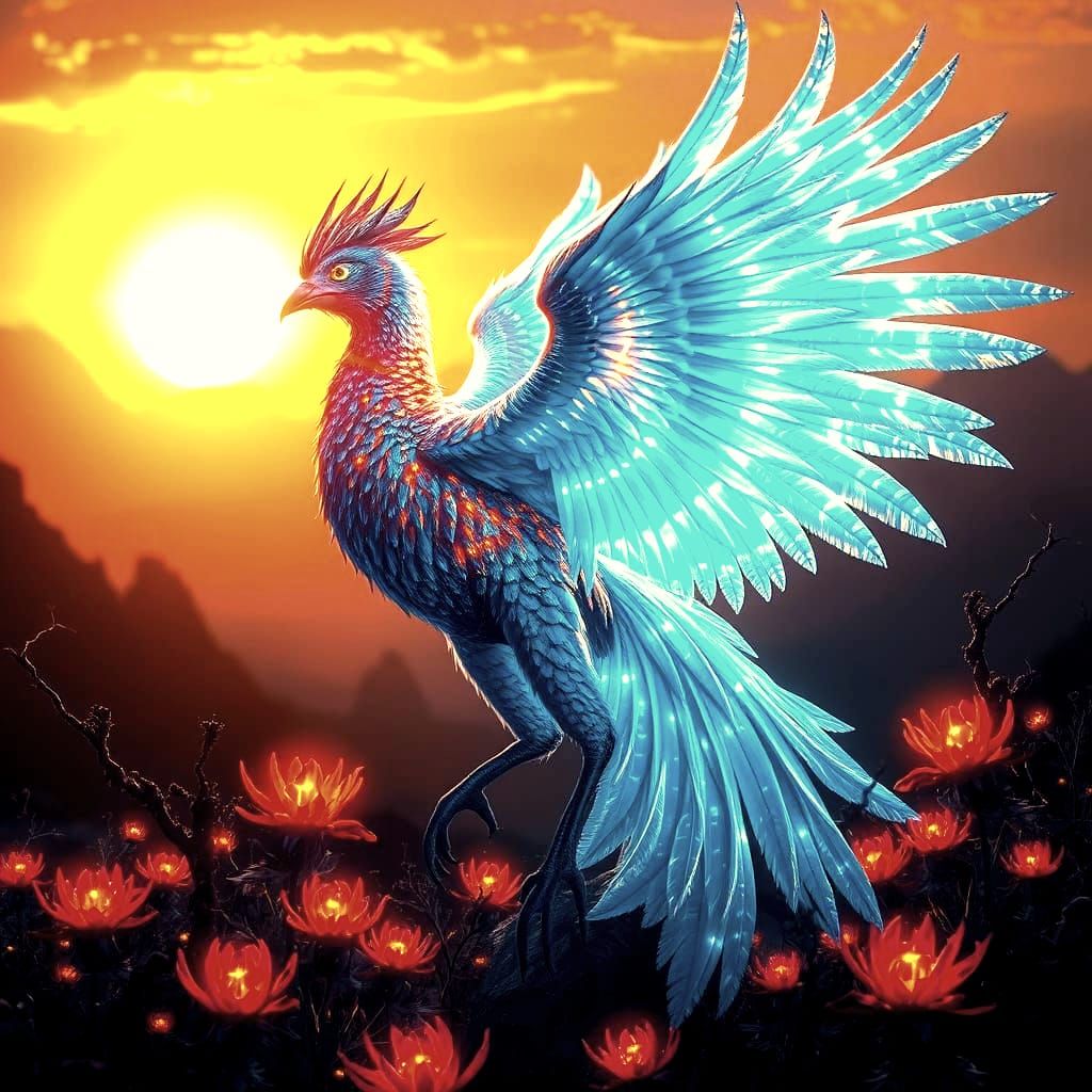 Bioluminescent Phoenix Rising on Exoplanet, Splash Art