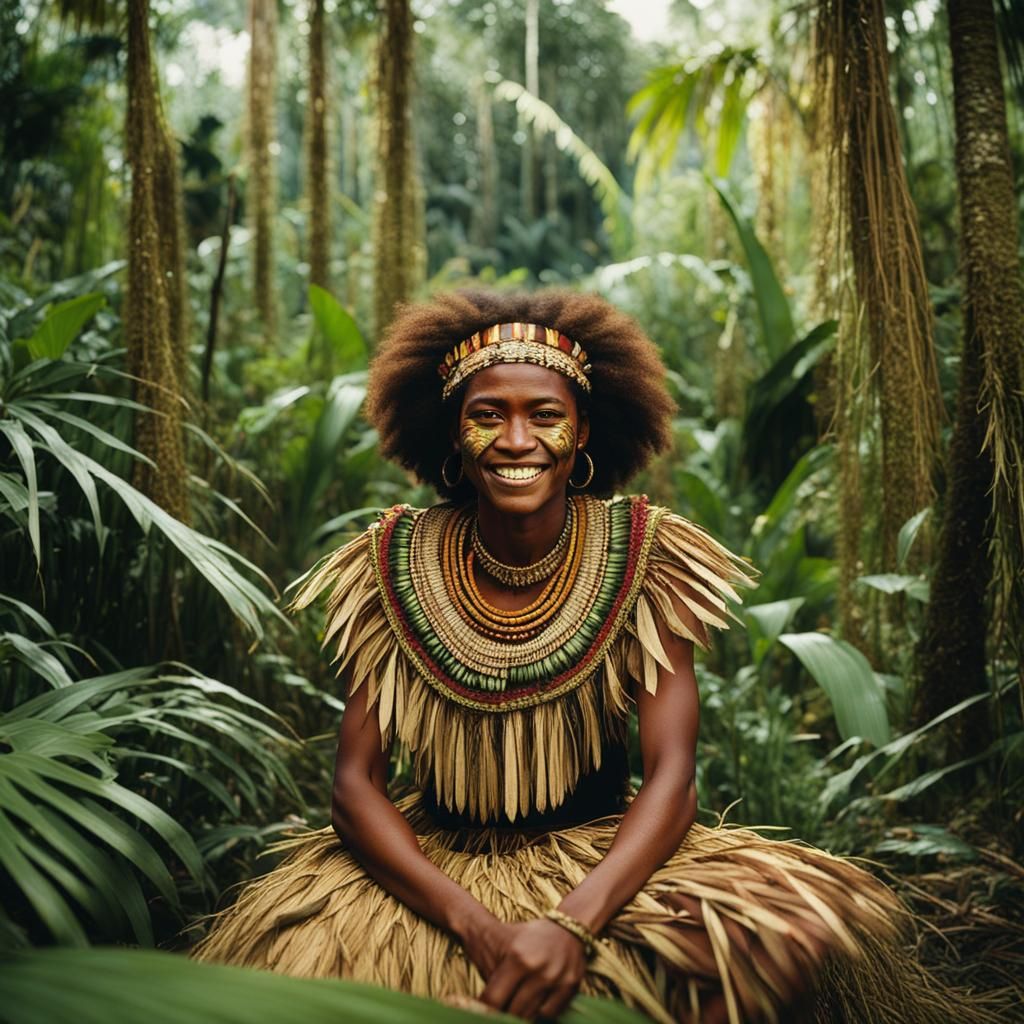 Papua New Guinean Girl in Tropical Forest
