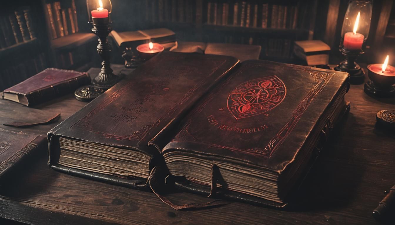 Mysterious Tome in a Dimly Lit Library