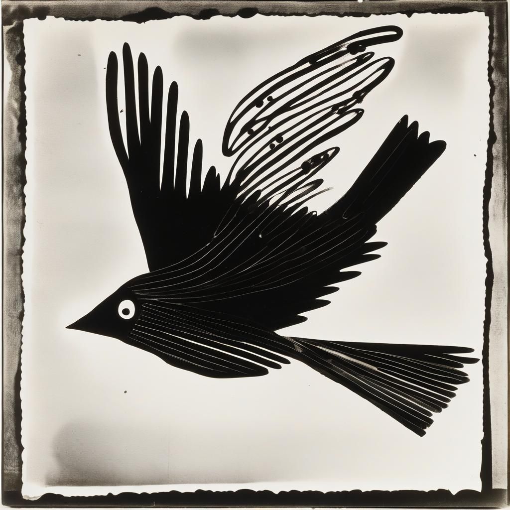 Surreal Bird: A Rayograph in Childlike Style