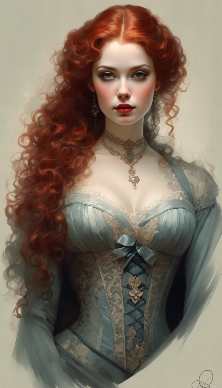 Rococo Lady in Velvet and Lace Portrait