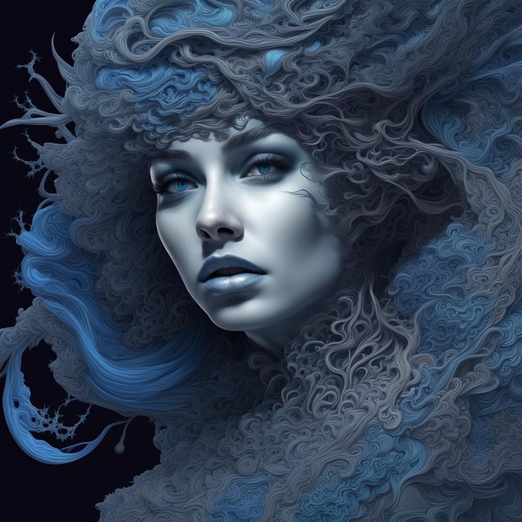 Entangled Witch in Blue Night Sky