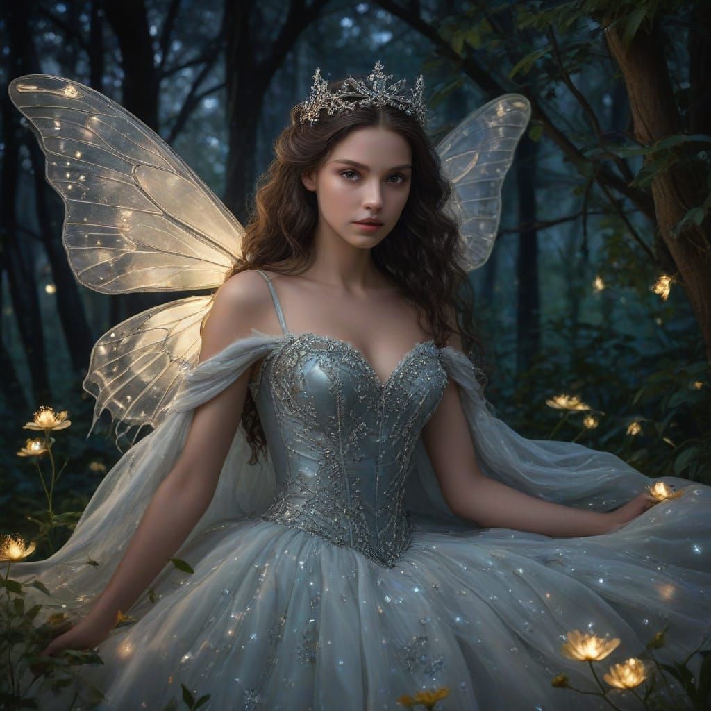 Moonlit Princess Rides Majestic Iridescent Bee