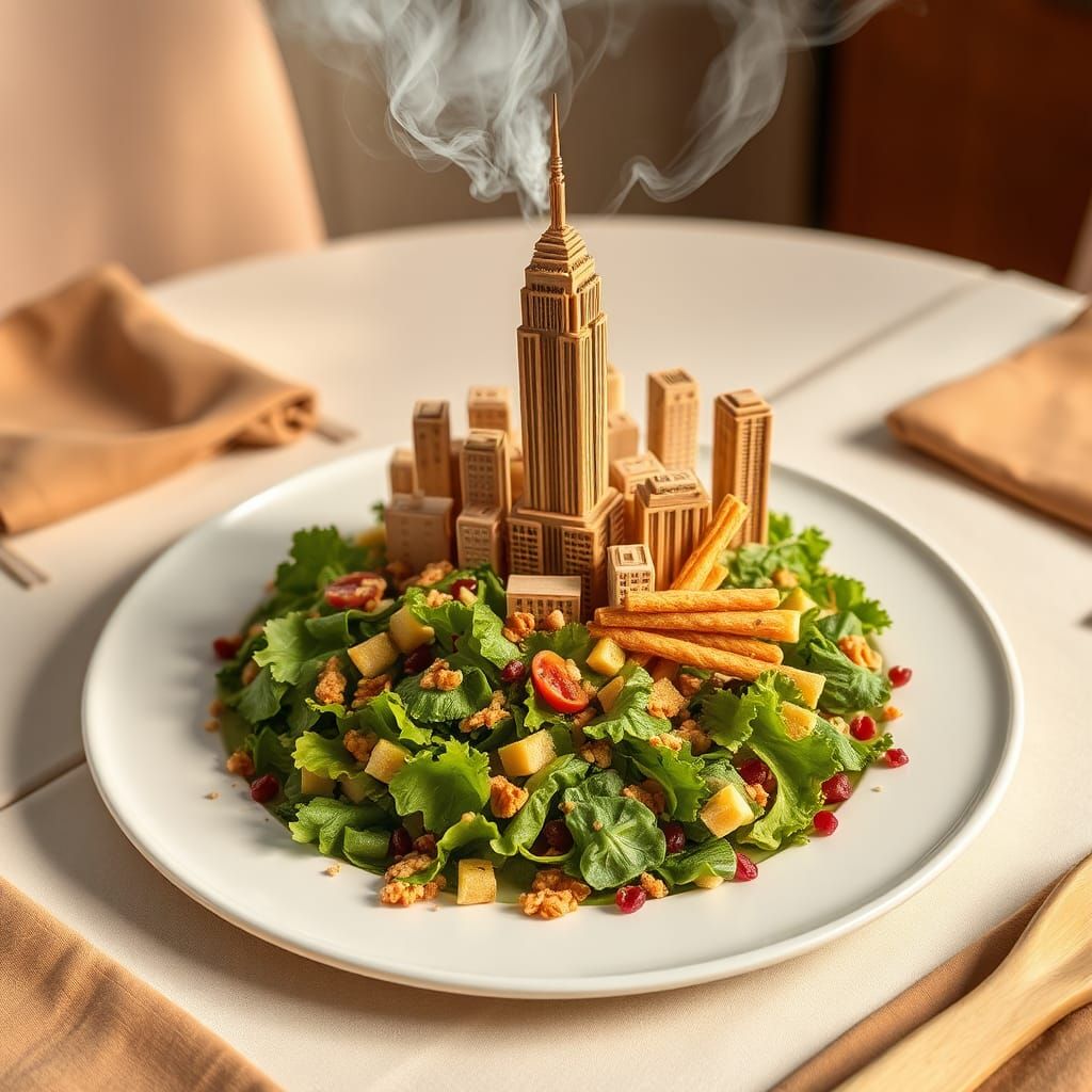 Food Art: Edible New York City Skyline on Salad
