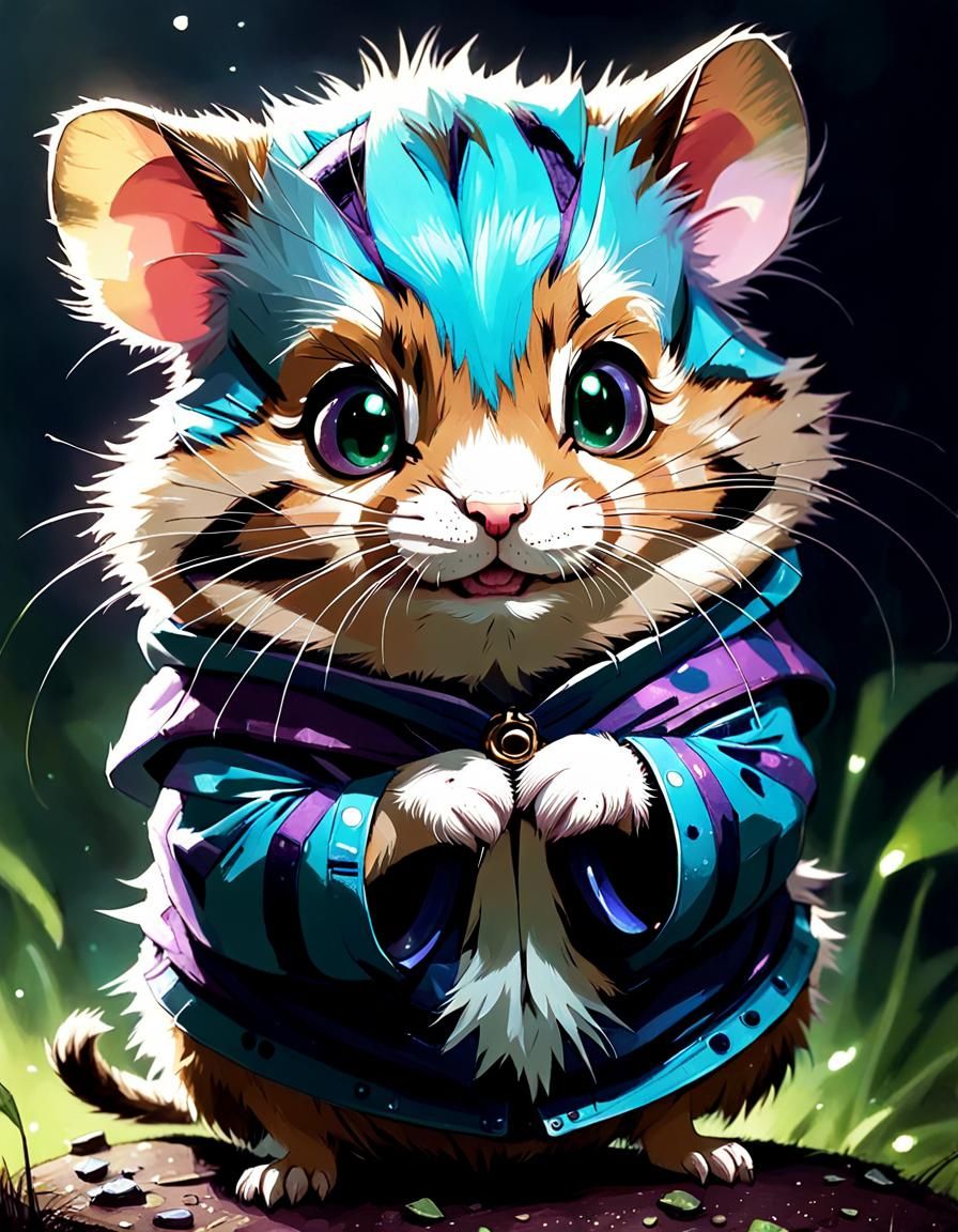 Hamster as Cheshire Cat: Digital Art Illustration