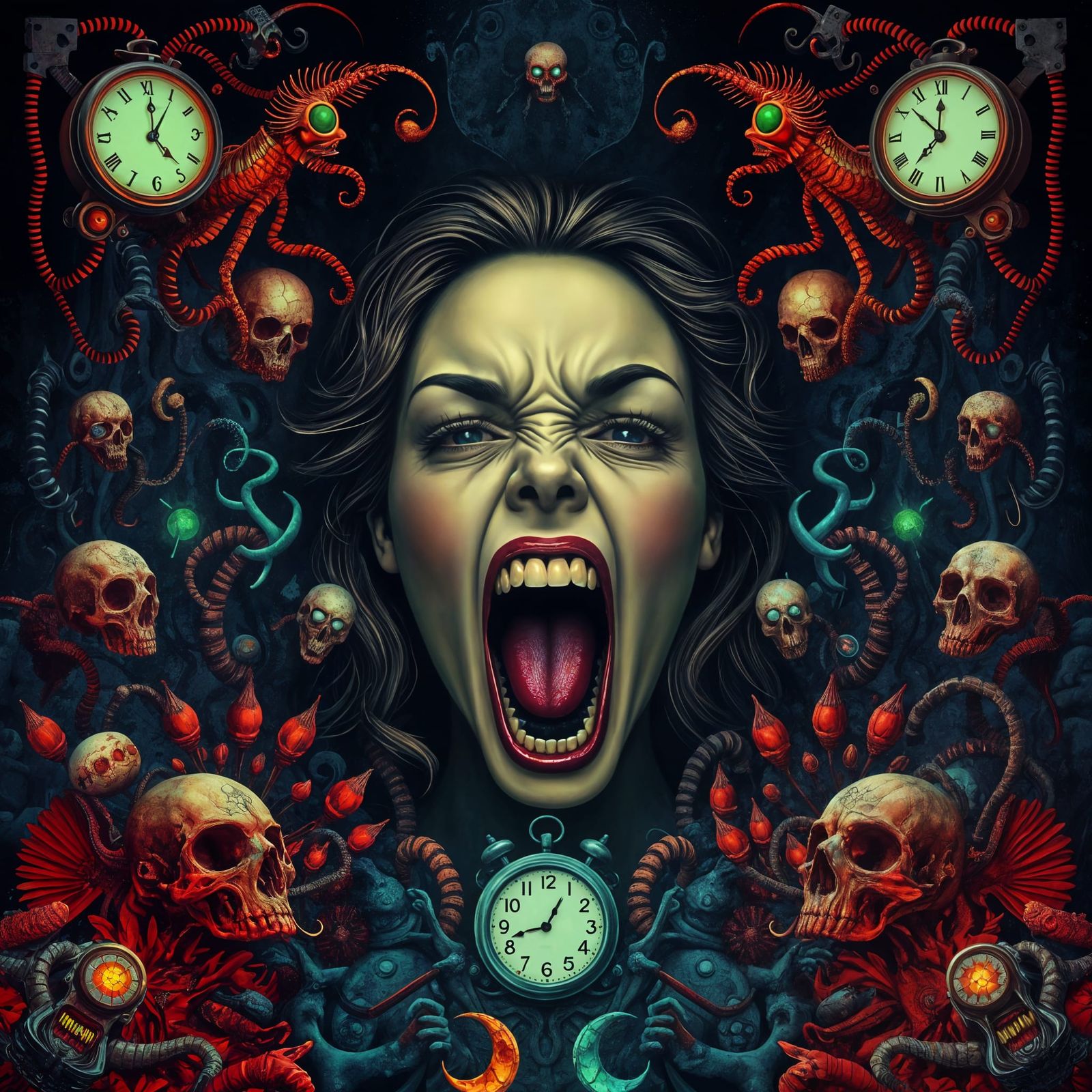 Creepy Surreal Objects in Darkness Art Style