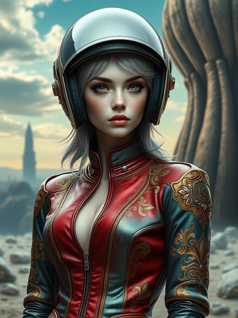 Surreal 6th-Century Woman in Cyberpunk Fashion