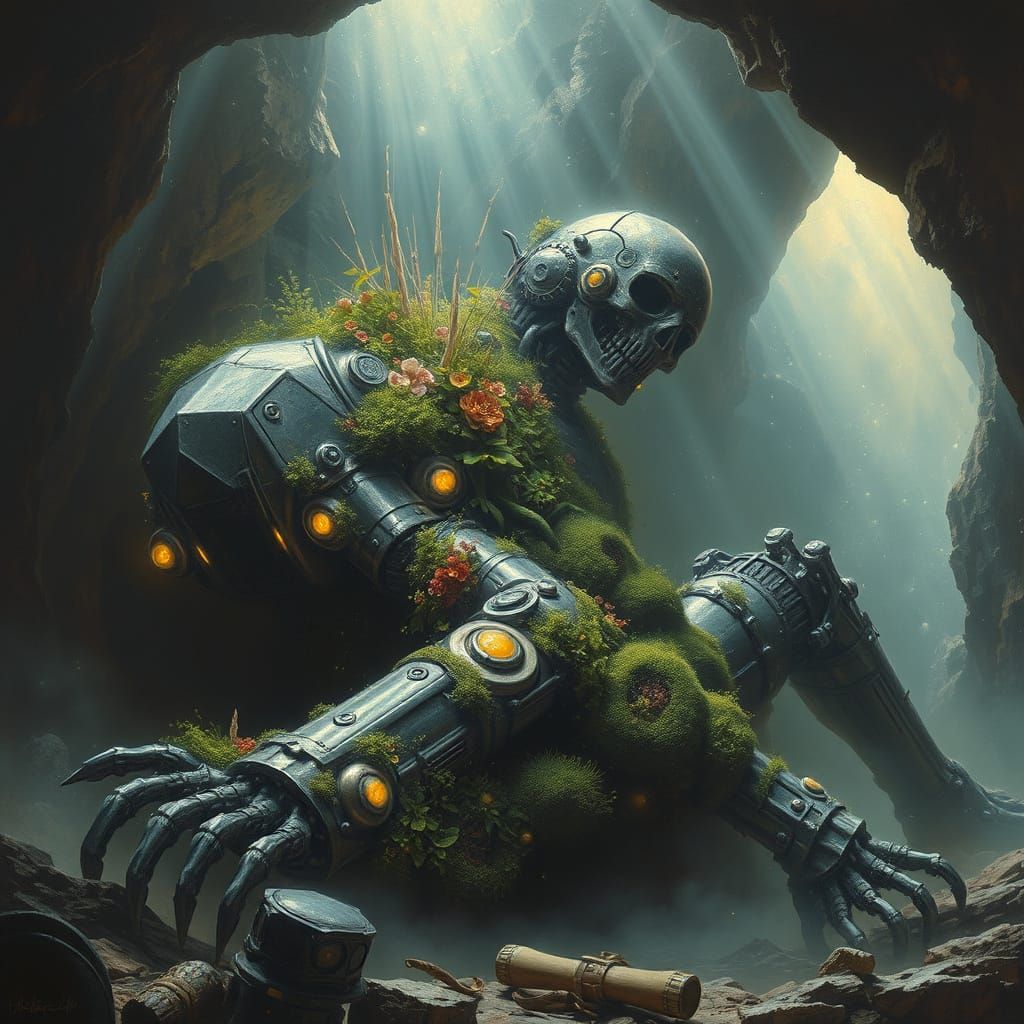 Ancient Bioluminescent Robot Slumbers in Crystal Cavern Oil ...