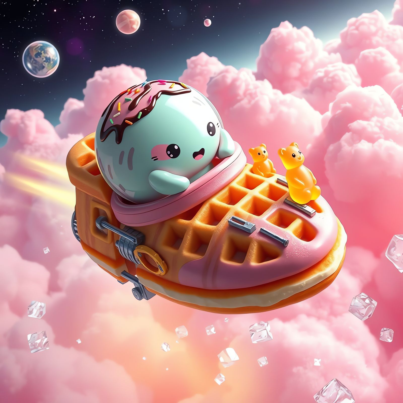 Surreal Space Opera of Donuts in Waffle Ship Through Cotton ...