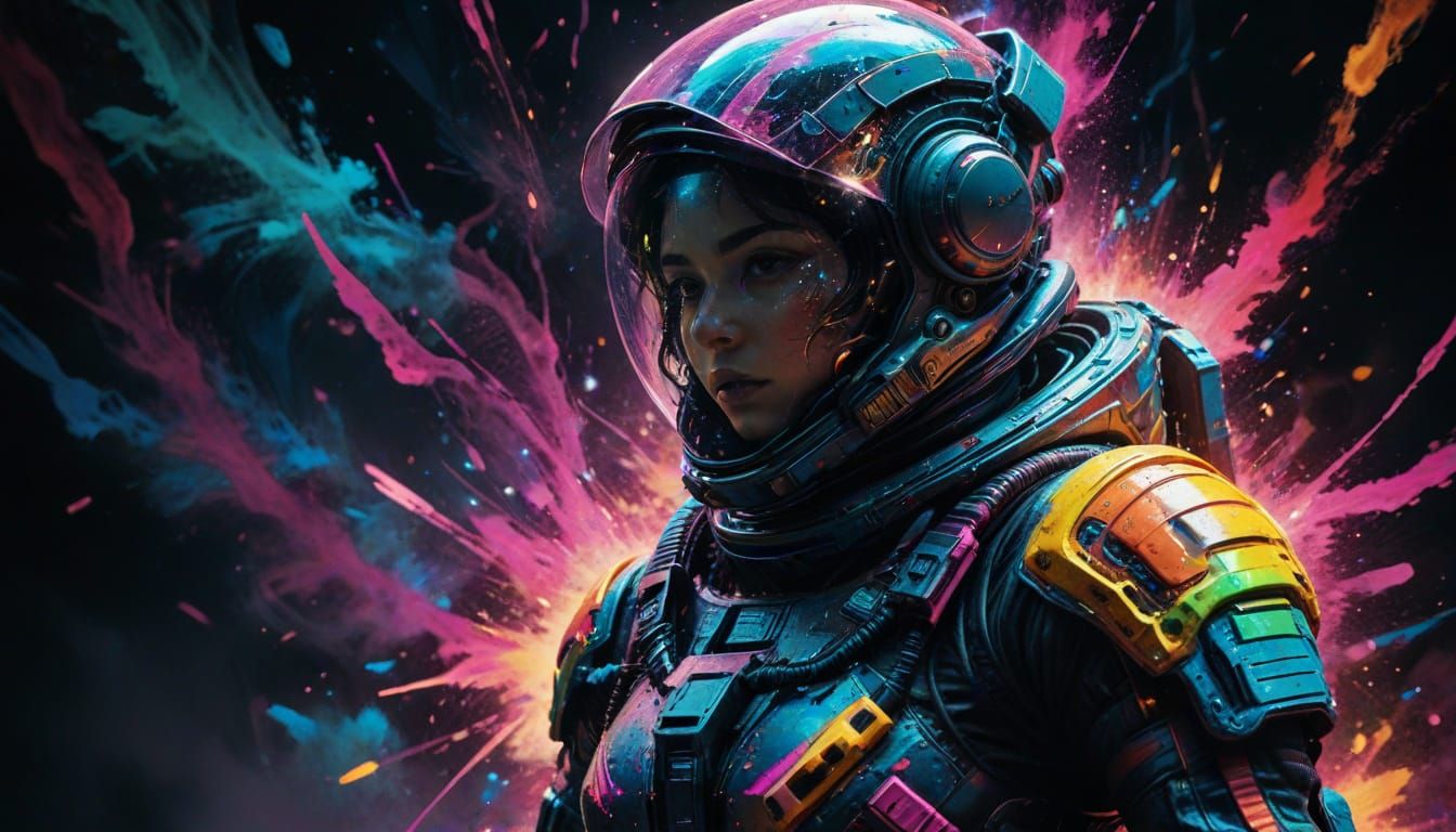 Gritty Cosmic Noir Portrait in 35mm Film Style