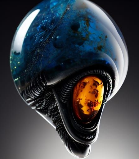 Alien Tick Encased in Amber: Hyperrealistic Close-Up