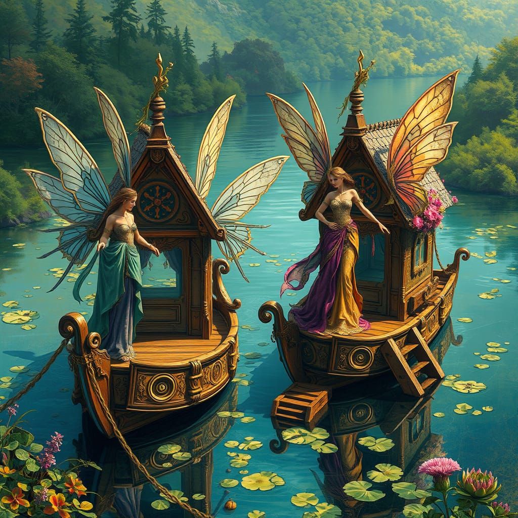 Fairies on Houseboats: Ornate Graffiti Splash Art