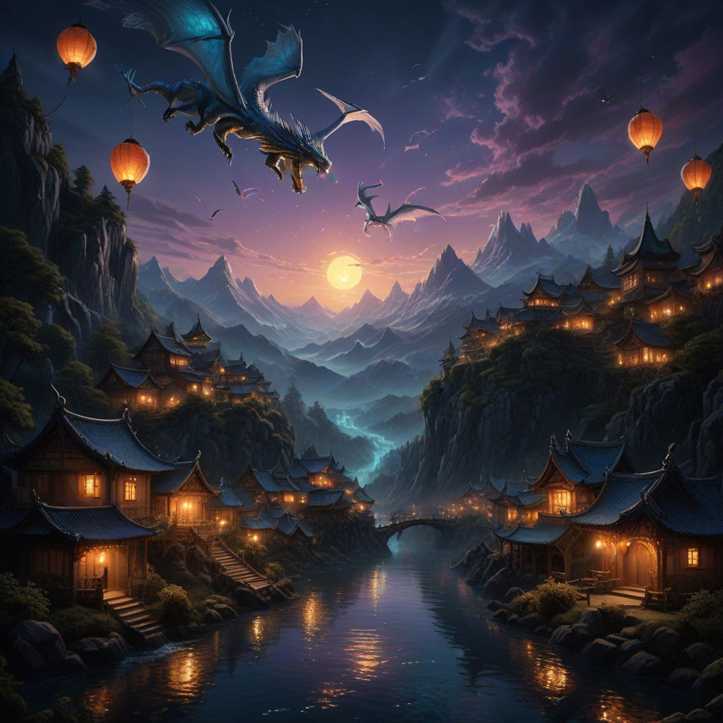 Majestic Silver Dragon Soars Over Vibrant Water in Cinematic...