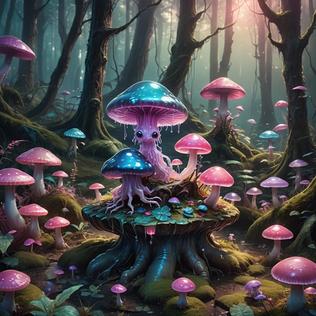 Alien Jelly in Magical Forest: Concept Art