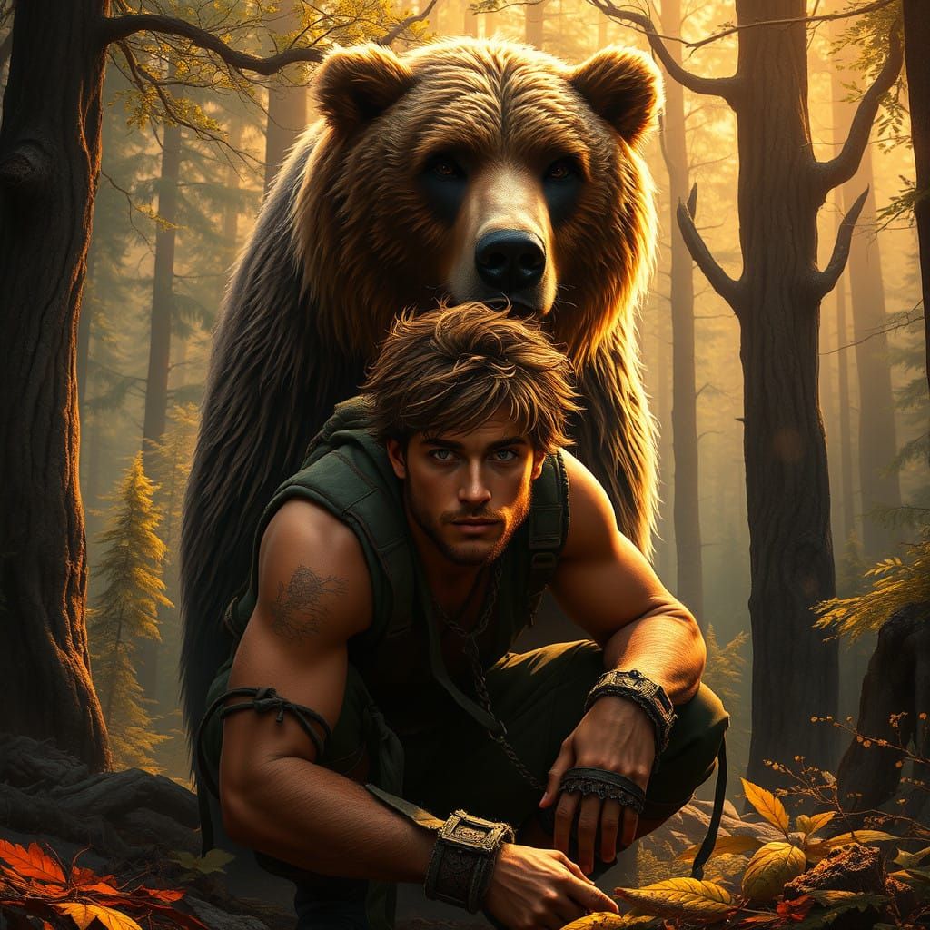Mystical Forest Encounter with a Majestic Brown Bear