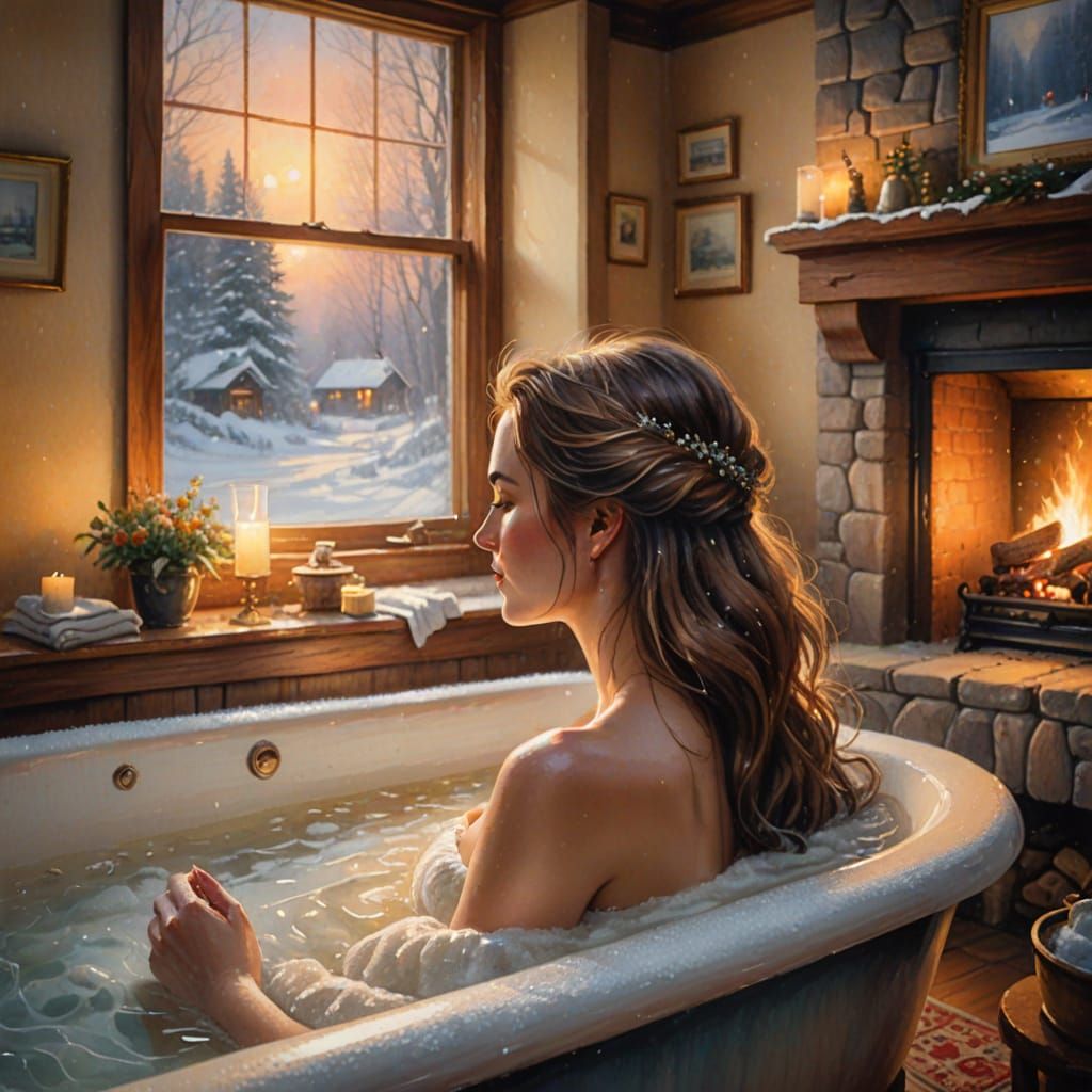 Ethereal Woman in Whimsical Winter Wonderland