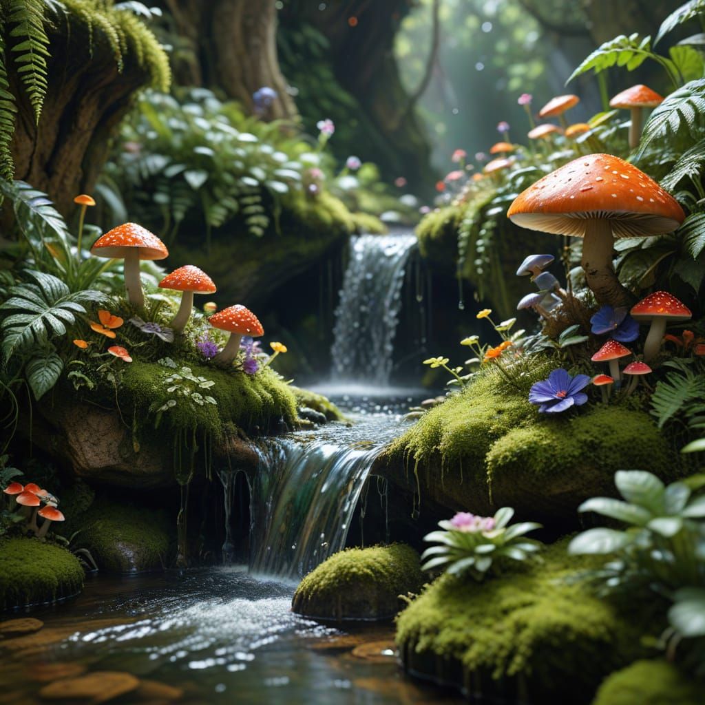 Magical Fairy Garden with Miniature Worlds in Tea Cups