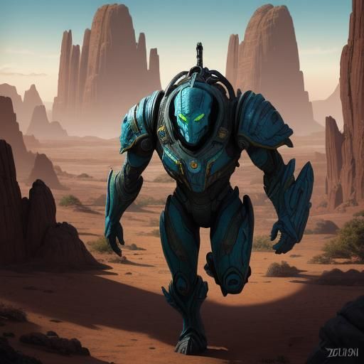 Protoss Alien Freerunner on Mars in Digital Art