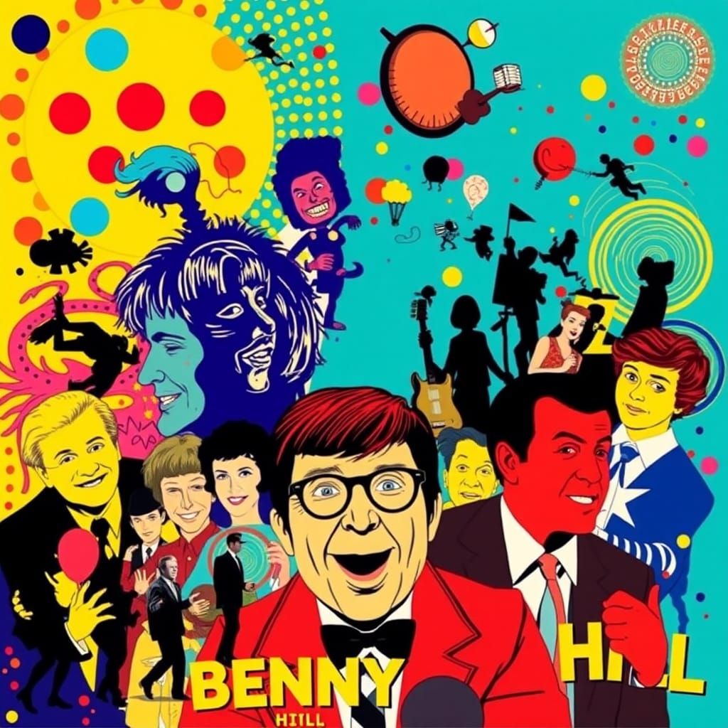 Pop Art British Comedy Collage in Lichtenstein Style