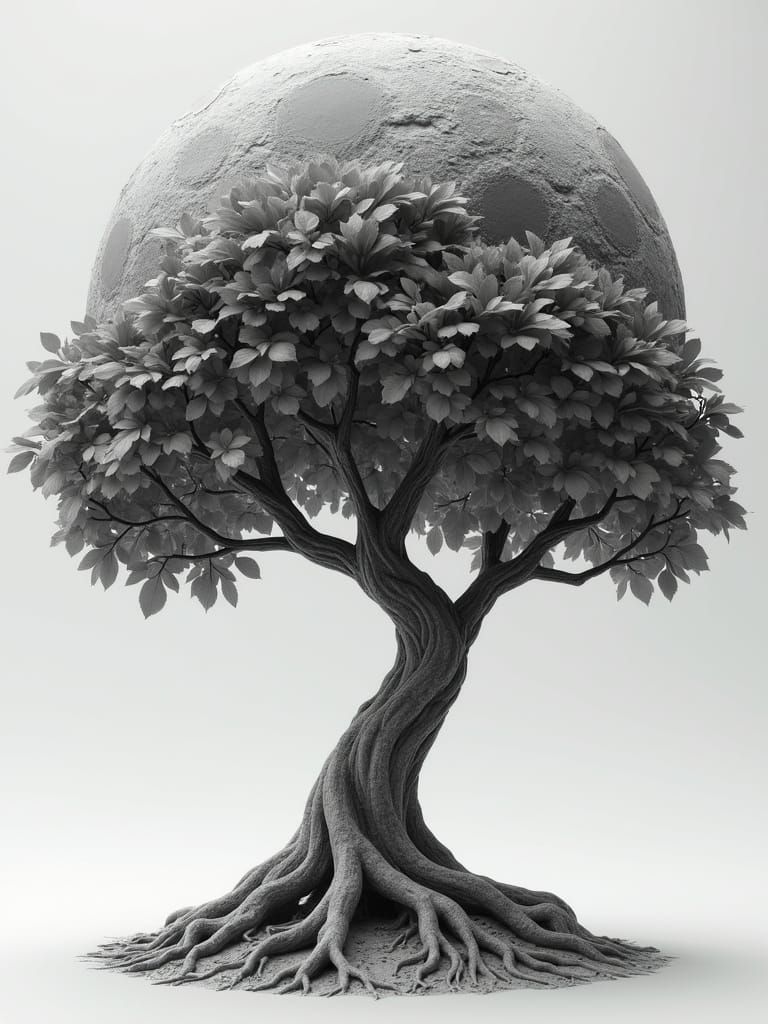 Symmetrical Tree of Life in Cyberpunk Aesthetic