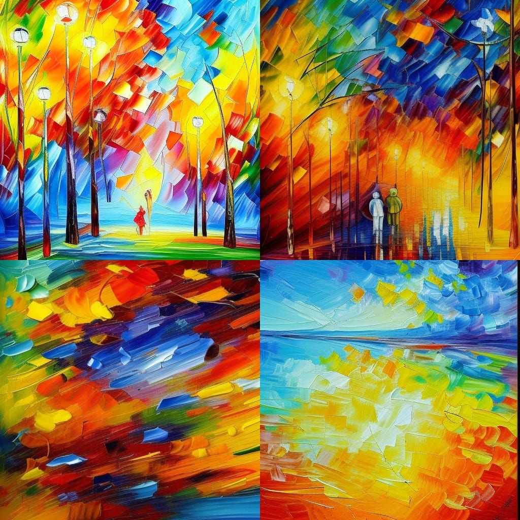 Happy Scene in Expressionist Impasto Style