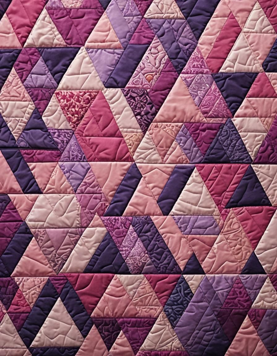 Modern Geometric Patchwork Quilt in Pink and Purple