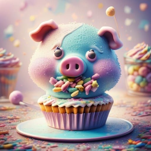 Cake Pop Pig in Whimsical Concept Art Style