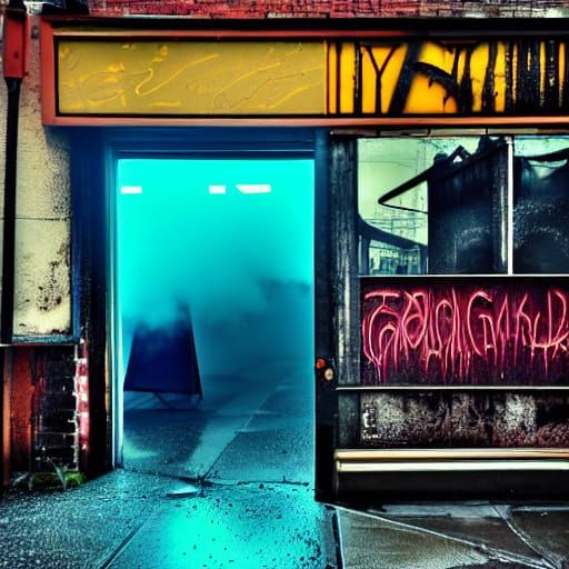 Gothic Fashion Model in Futuristic Ruins