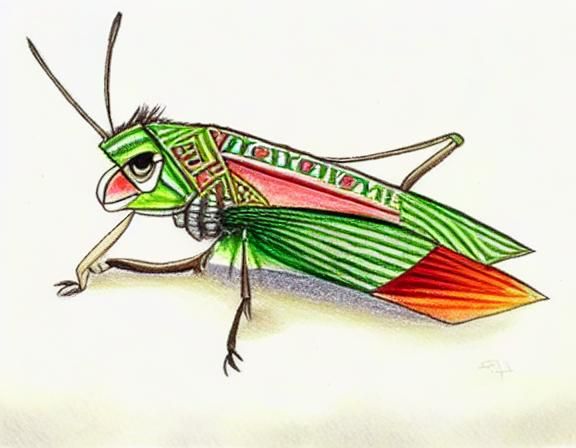Aztec Cricket in Colored Pencil Style