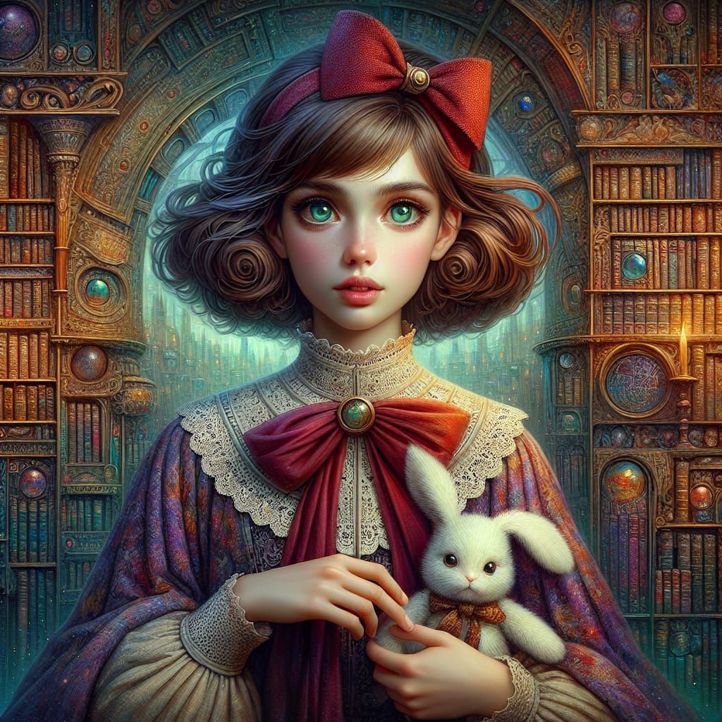 Girl with Bunny: Detailed Matte Painting