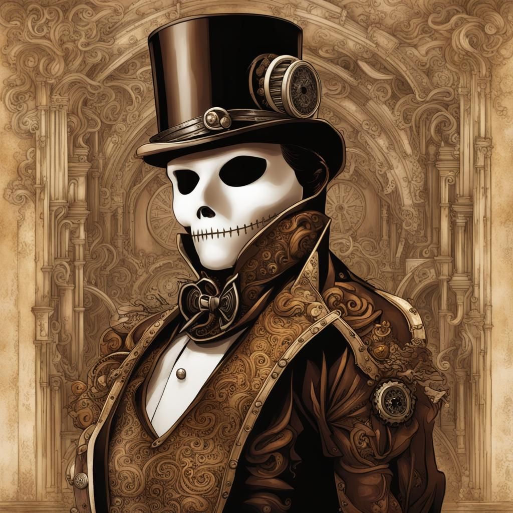 Steampunk Phantom of the Opera Illustration
