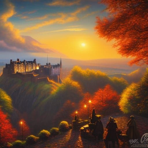 Fantasy Edinburgh Castle in Comic Book Art Style