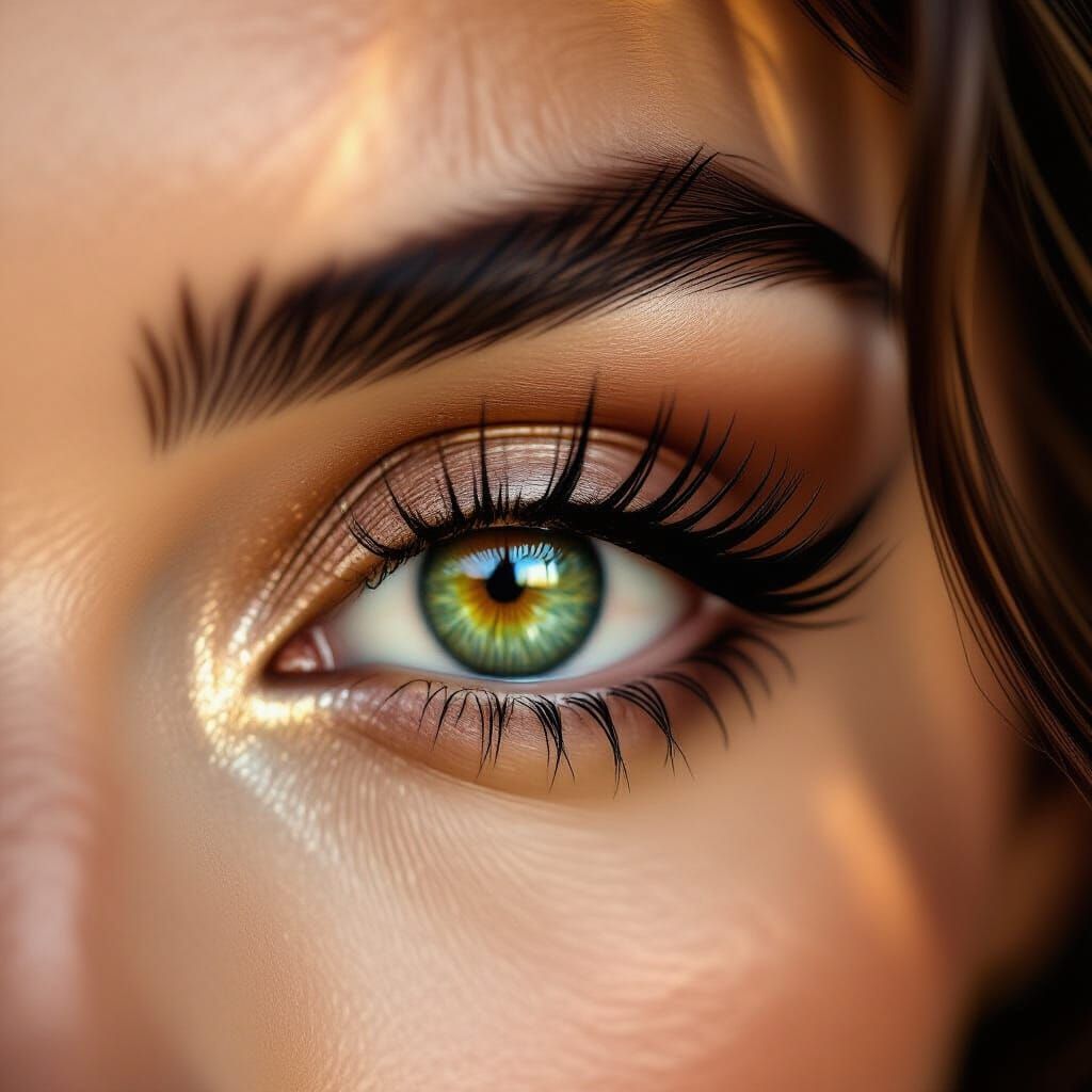 Hyperrealistic Portrait of Eyes with Long Lashes