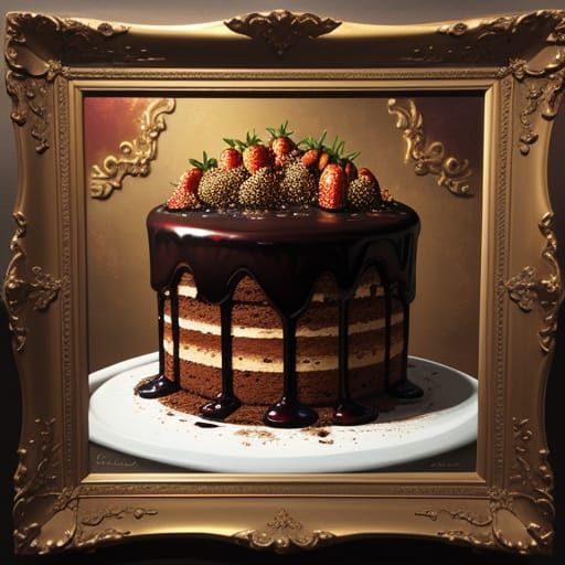 Surrealistic Chocolate Still Life in Oil Painting Style