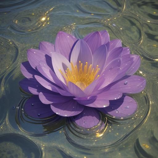 Delicate Flower on Lake: Hyper-Realistic 3D Anime Art