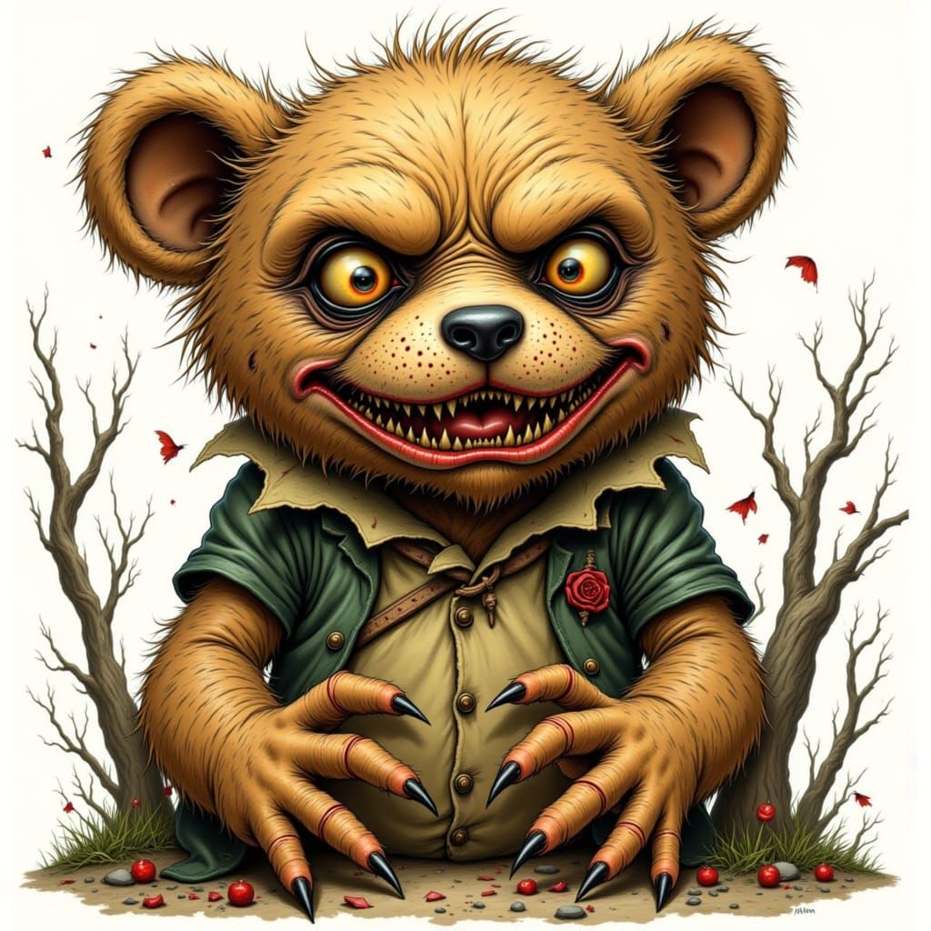 Scare Bear Inspired by Ken Reid and Junji Ito