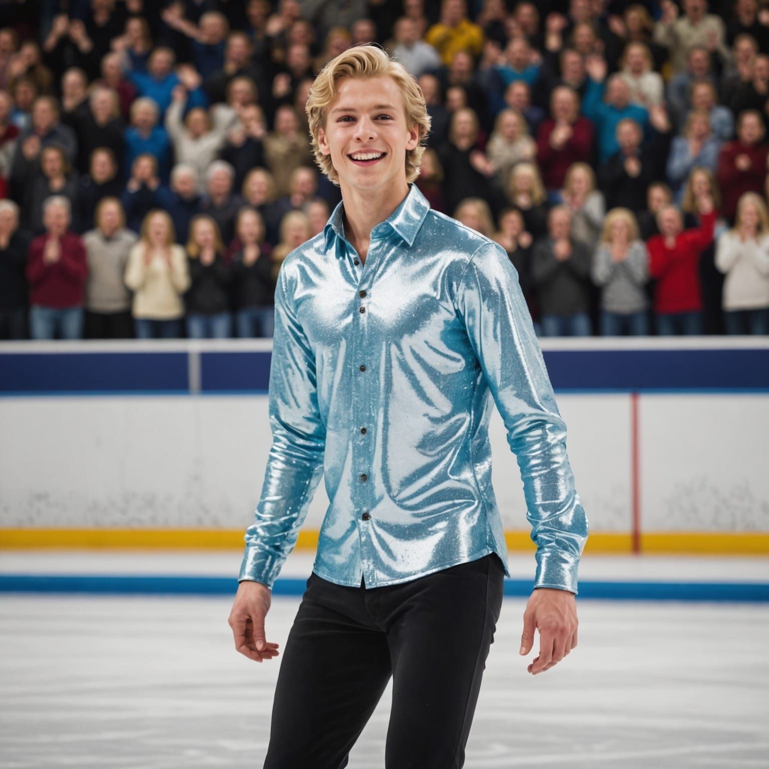 Elegant Figure Skater on Ice Rink