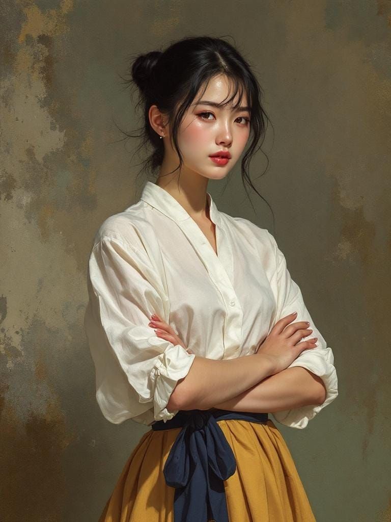 Classical Portrait of Woman in Earthy Tones