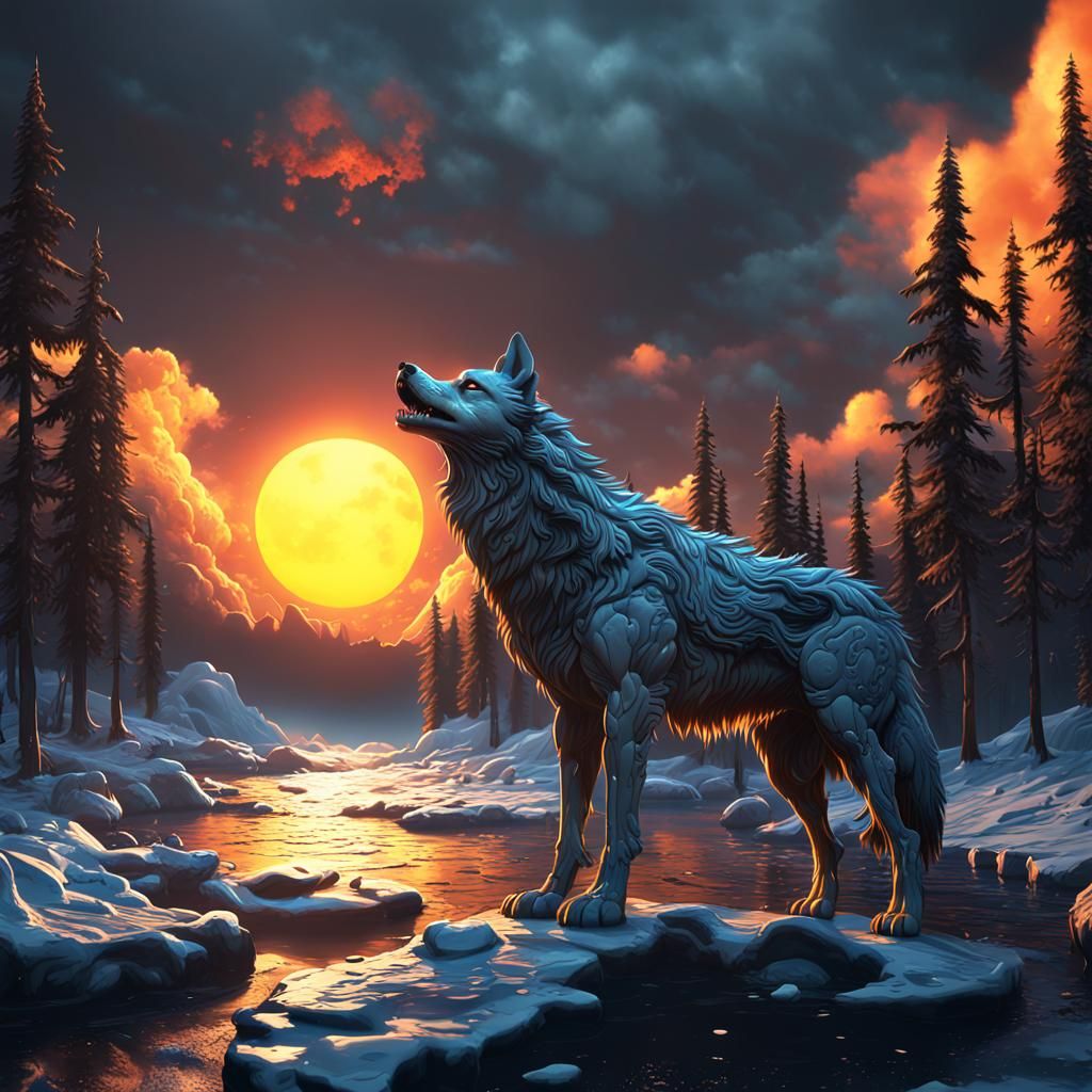 Wolf-Shaped Clouds Around a Melting Sun