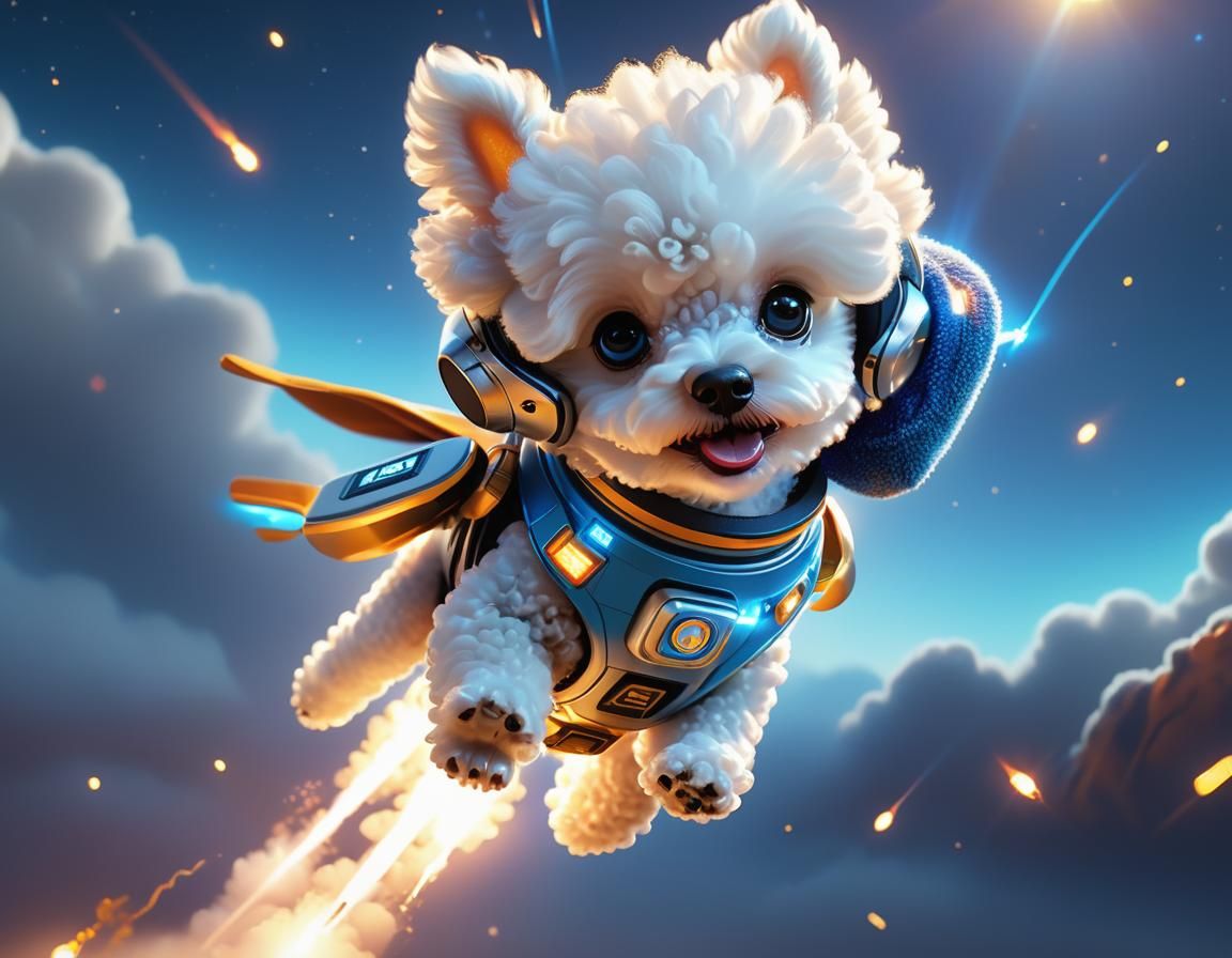 Puppy's First Flight: 3D Cartoon Adventure