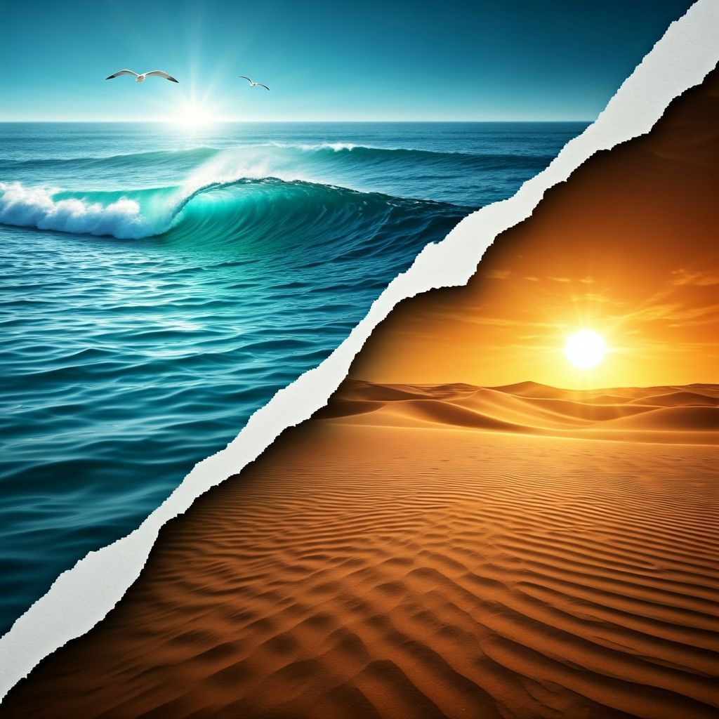 Optical Illusion: Ocean Meets Desert in 3D Rendering