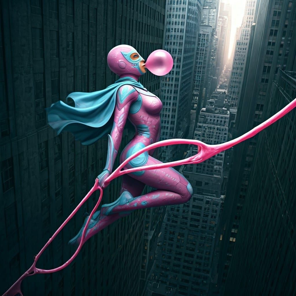 Sleek Bubblegum Heroine Swings Through the City