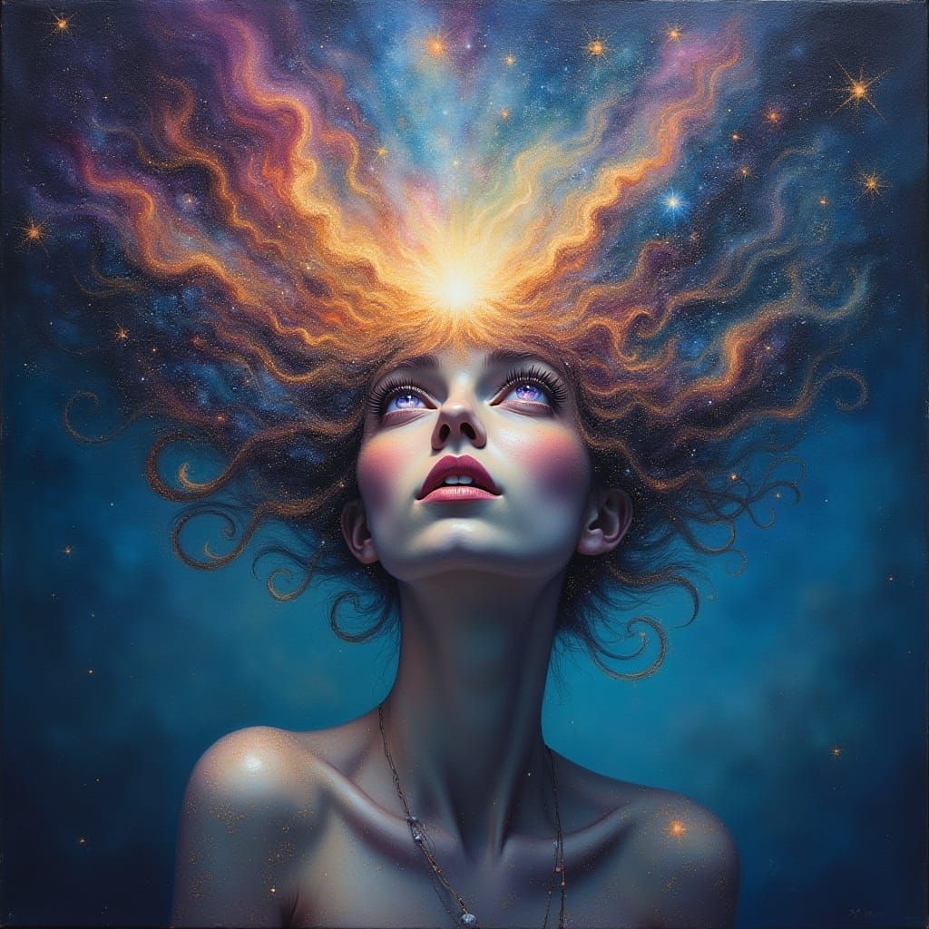 Celestial Woman Formed of Stars and Nebulae