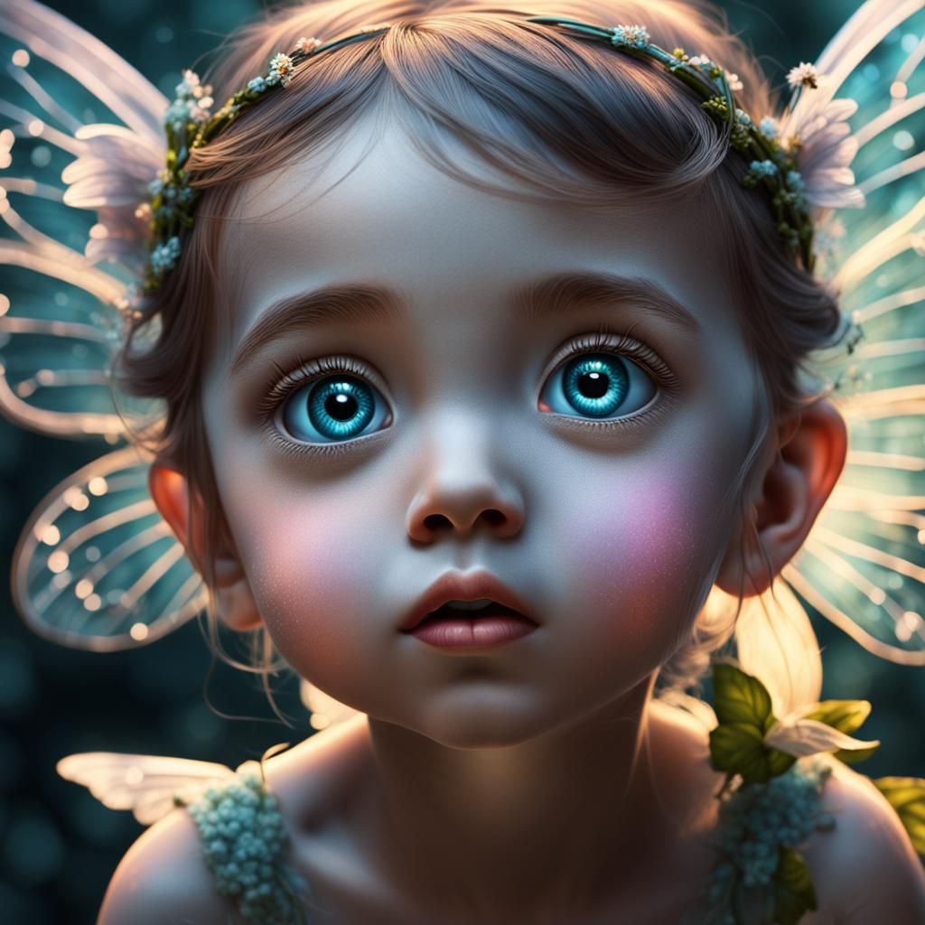Child Fairy Portrait with Delicate Wings