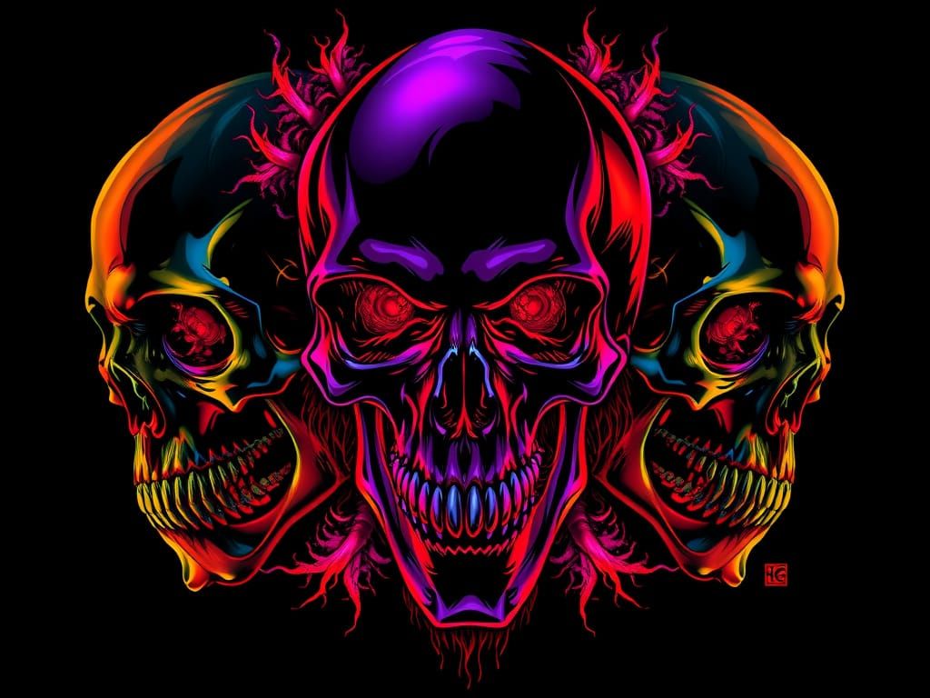 Dramatic Vector Skulls in Chiaroscuro Style