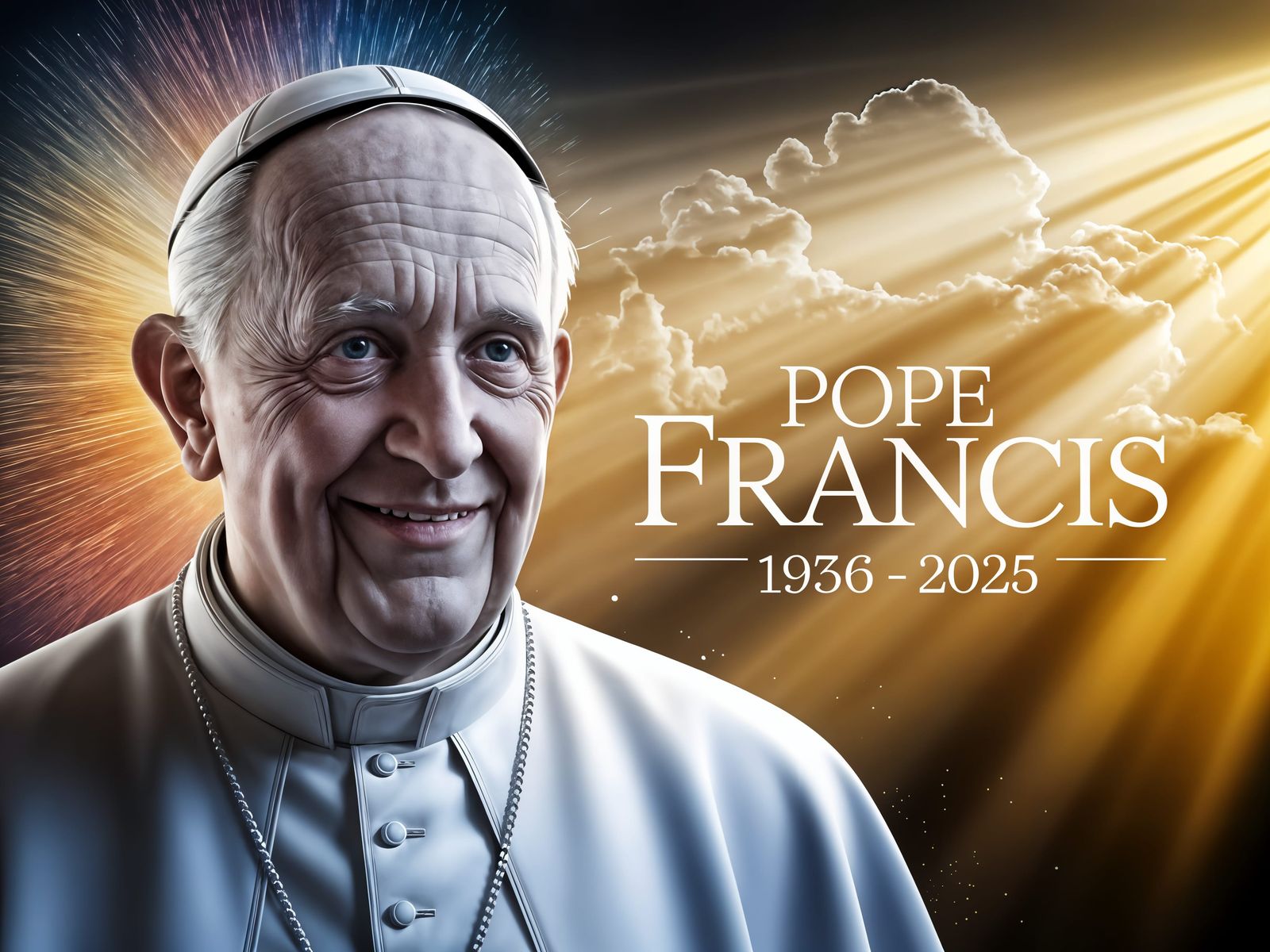 Ethereal Portrait of Pope Francis in Golden Hues