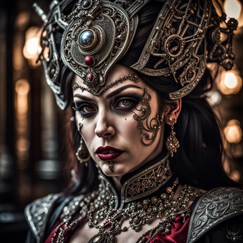 Hyperrealistic Portrait of Madame Mayhem in HDR