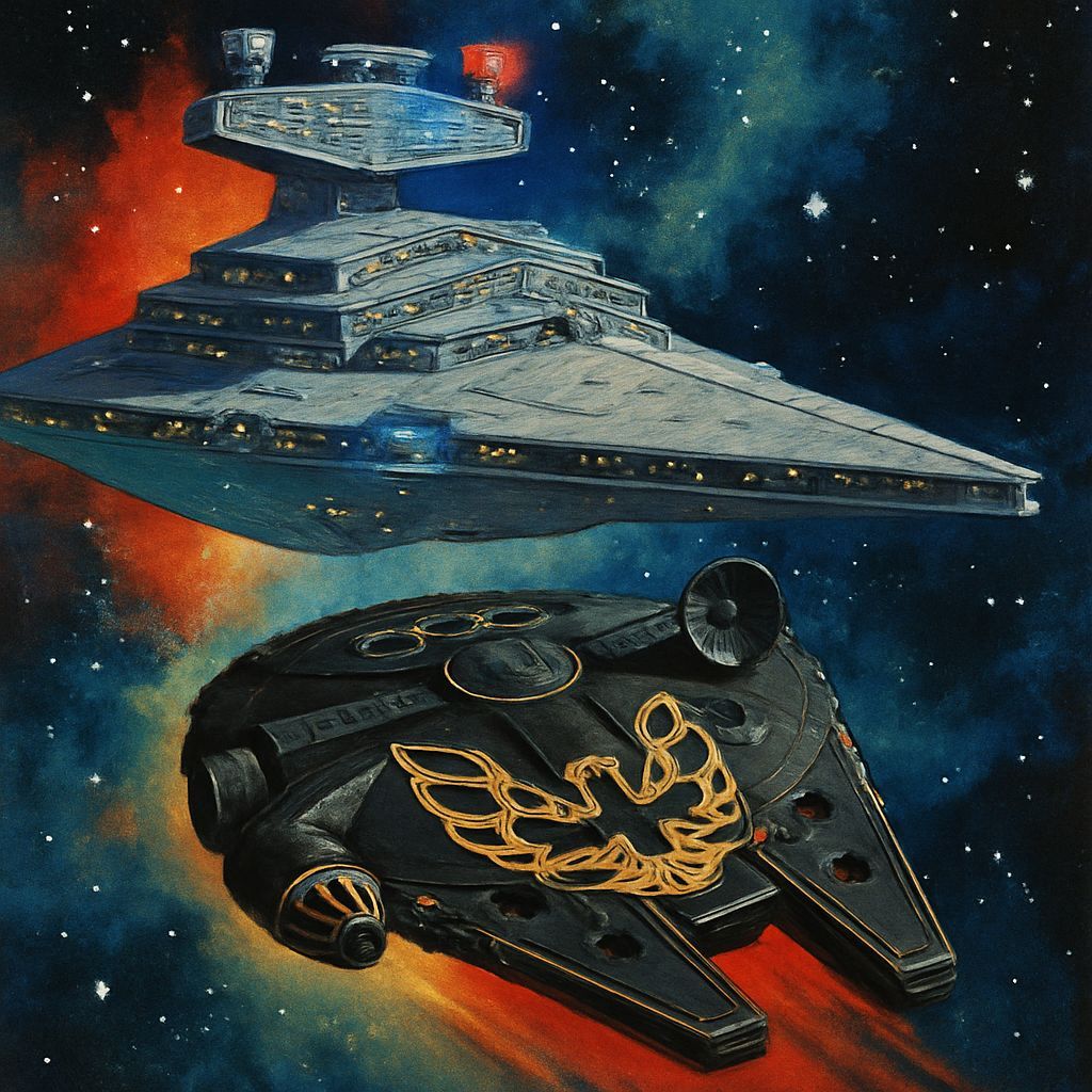 Star Destroyer with Police Lights: Vintage Sci-Fi