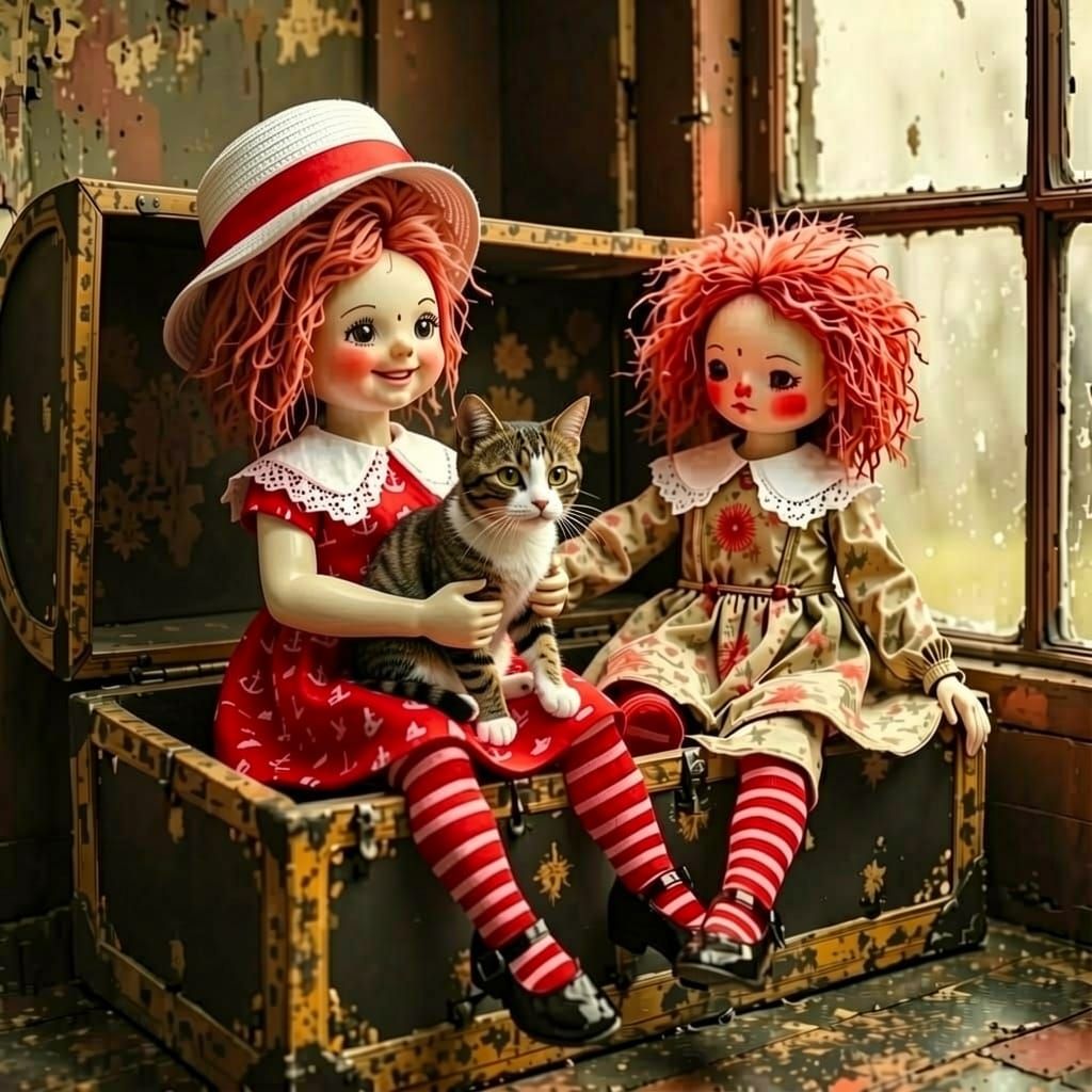 Raggedy Ann & Andy Dolls in Treasure Chest