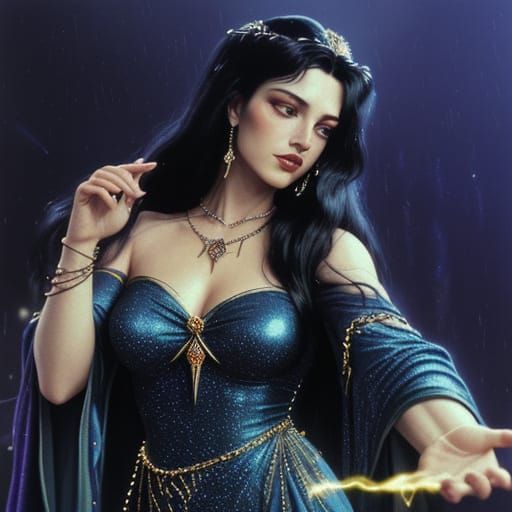 Sorceress and Queen Dance in a Haunting, Retro Ballroom